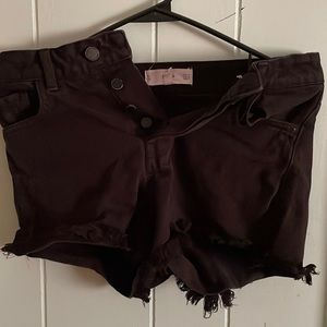 Button fly Black Mom/skinny Jean shorts